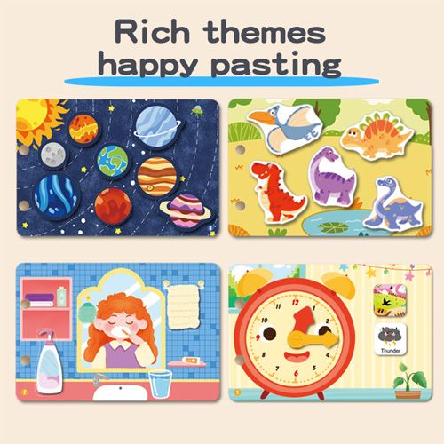 42.	Livre d'activités, jeu éducatif sensoriel précoce, pour enfants d'âge préscolaire, livre en papier collant et à déchirer, inspiré de l'apprentissage Montessori
