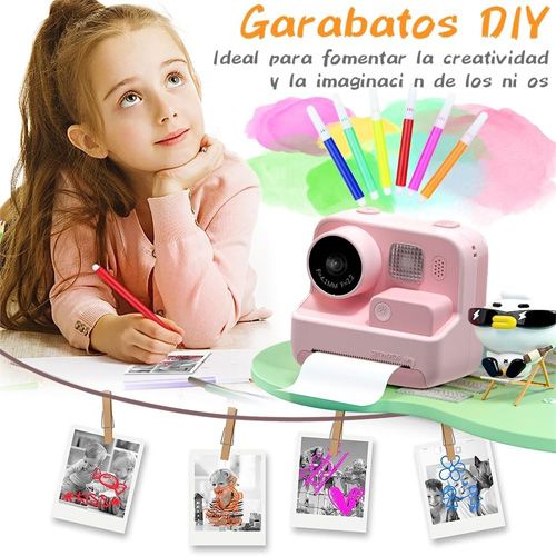 Caméra à impression instantanée double caméra selfies 2.4 pouces écran HD enregistrement vidéo jeu impression enfants caméra enfants