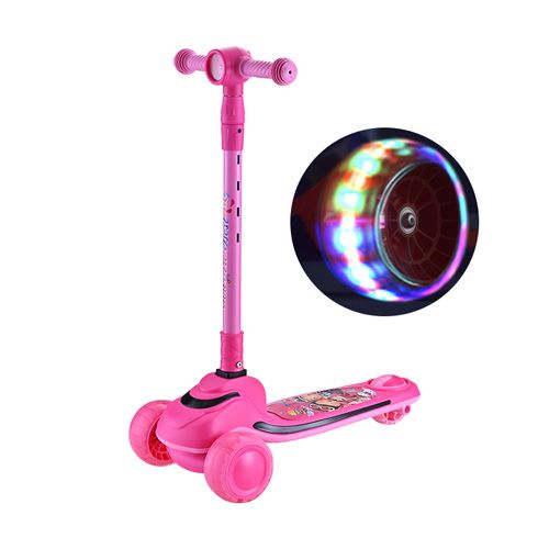 Trottinette pliable pour enfants, trottinette pour enfants, trottinette pour enfants, trottinette à 3 roues avec lumière LED, Coloris Rose