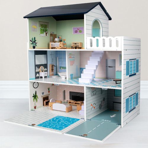 Nouvelle tendance produit grande maison de poupée kit jouets jeux de rôle en bois rêve bébé maison de poupée meubles jouet pour enfants filles 79 cm