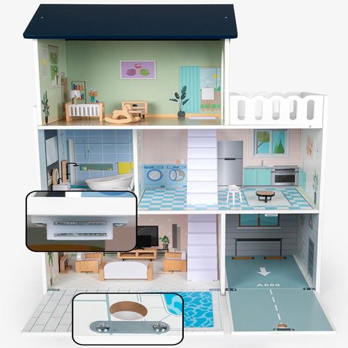 Nouvelle tendance produit grande maison de poupée kit jouets jeux de rôle en bois rêve bébé maison de poupée meubles jouet pour enfants filles 79 cm