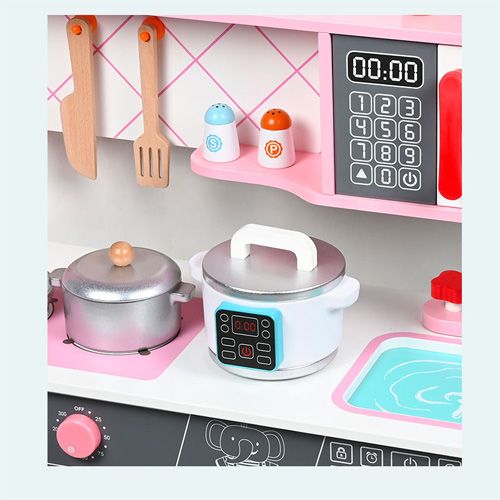 Jouets éducatifs multifonctions pour enfants, simulation de cuisine japonaise moderne rose en bois 68cm
