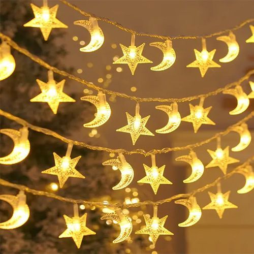 RIDEAU DE LUMIÈRES DÉCORATIVES  POUR EID RAMADAN ET AUTRES... LUMIERES LED DE 5M