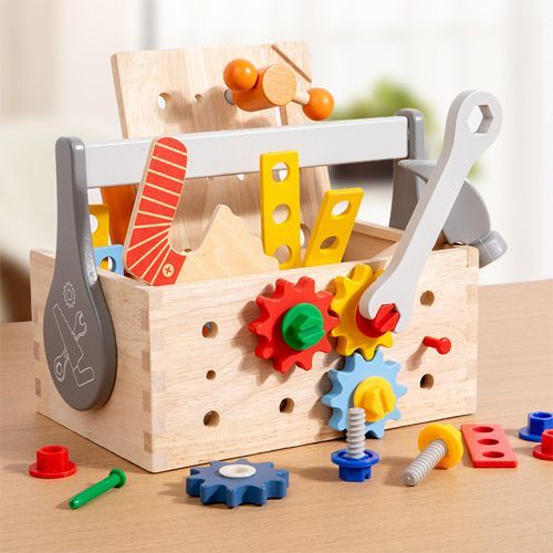 Outis de bricolage Outil de réparation de simulation d'intelligence de bébé jouets démontage et assemblage en bois pour enfants avec fonctions de serrage de vis Outis de bricolage Outil de réparation de simulation d'intelligence de bébé jouets démontage et assemblage en bois pour enfants avec fonctions de serrage de vis