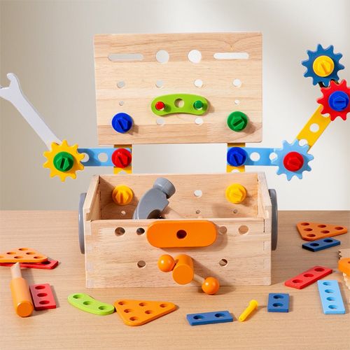 Outis de bricolage Outil de réparation de simulation d'intelligence de bébé jouets démontage et assemblage en bois pour enfants avec fonctions de serrage de vis