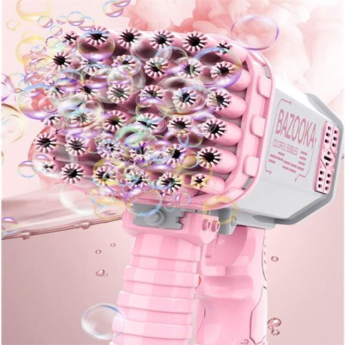Bubble Bazooka – Propulseur magique de bulles colorées rechargeable Coloris Rose 69 Trous