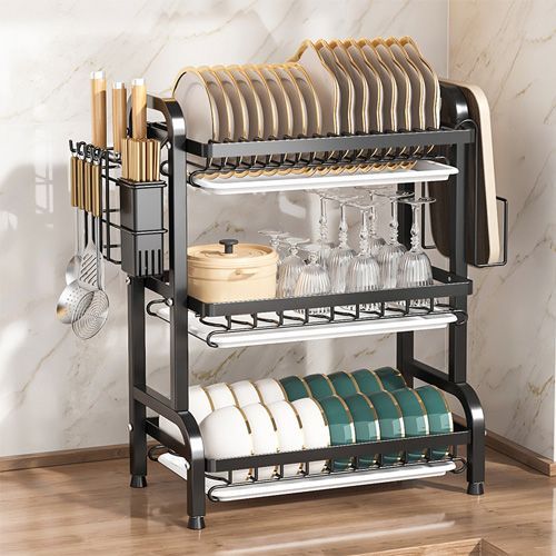 Égouttoir à Vaisselle Multifonctionnel pour la Maison, Support de Rangement Intégré, Accessoire de Cuisine Transfrontalier pour Assiettes et Bols