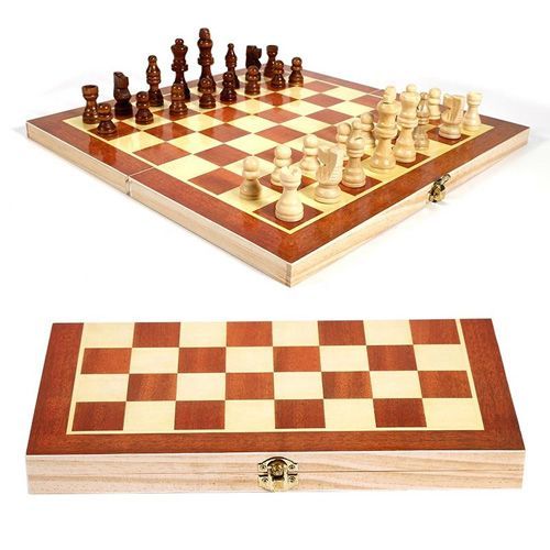 Jeu de Dames et Jeu d'Échecs International Pliant en Bois Jeu de Dames et Jeu d'Échecs International Pliant en Bois