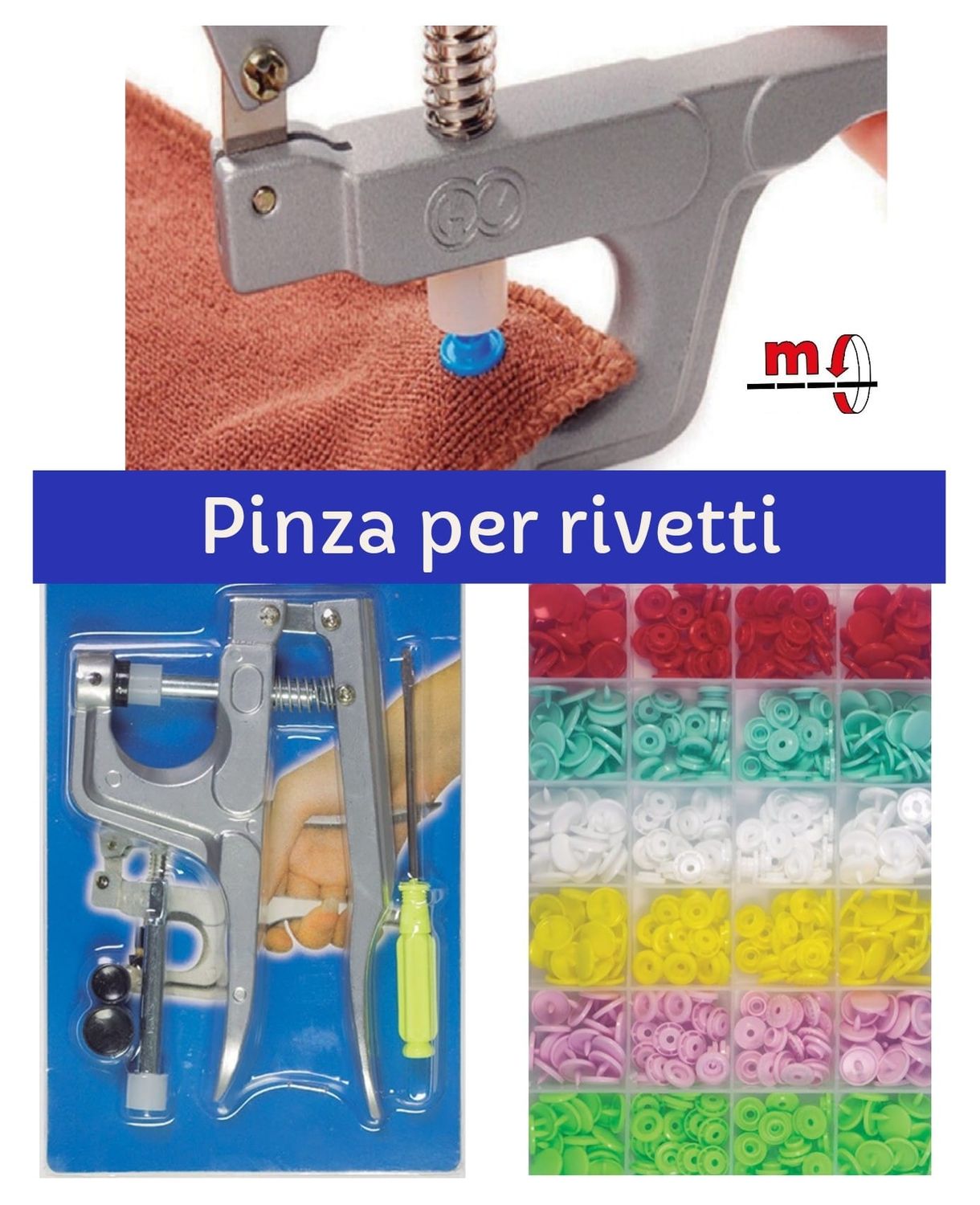 Pinza per rivetti + set rivetti