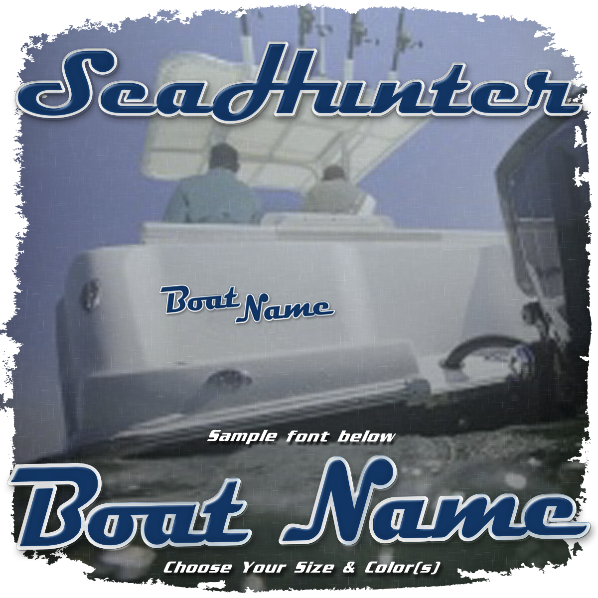 Domed Boat Name in the Sea Hunter Font