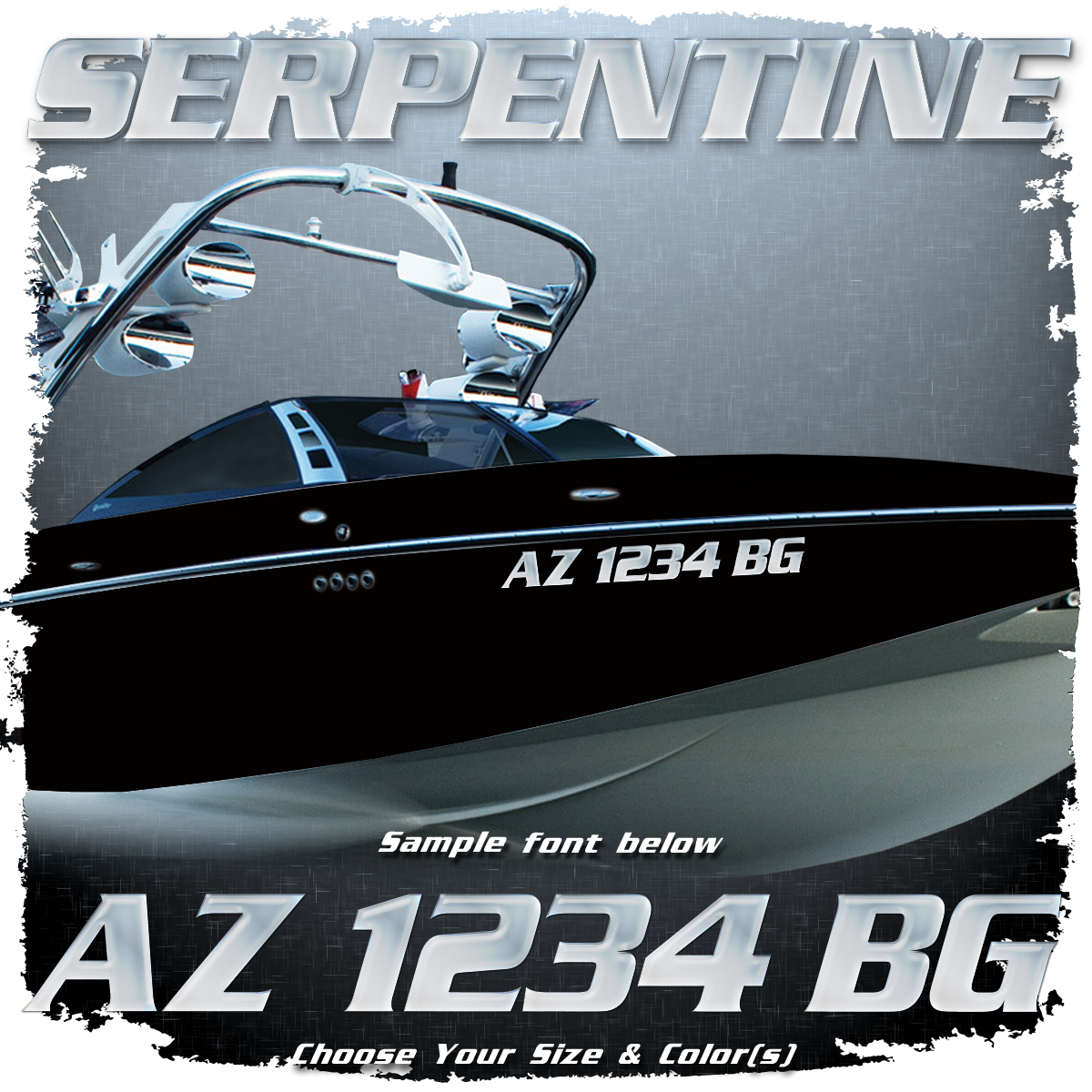Domed Registration in Serpentine Bold Italic font
