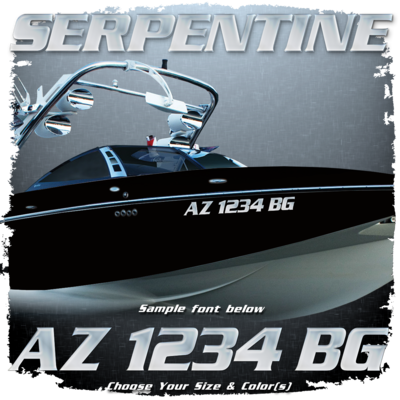 Domed Registration in Serpentine Bold Italic font