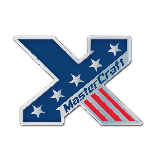 MasterCraft X USA Domed Decal, Color: Red, Blue and Chrome