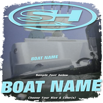 Domed Boat Name in the Sea Hunt Font