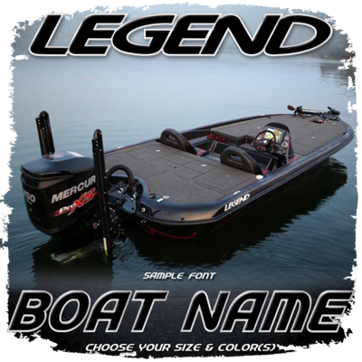 Domed Boat Name in the Legend Font Style 1, Choose Your Own Colors