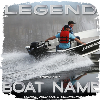 Domed Boat Name in the Legend Font Style 2, Choose Your Own Colors