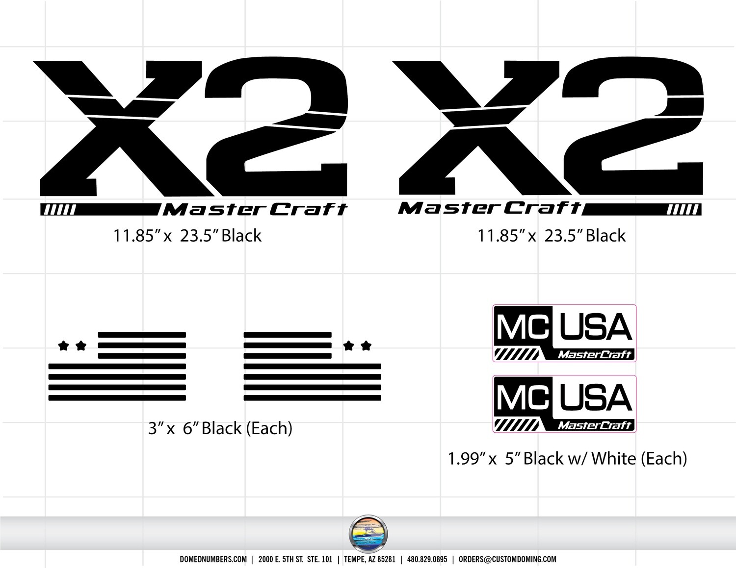 MasterCraft X2 2006-07 Domed Decal Package