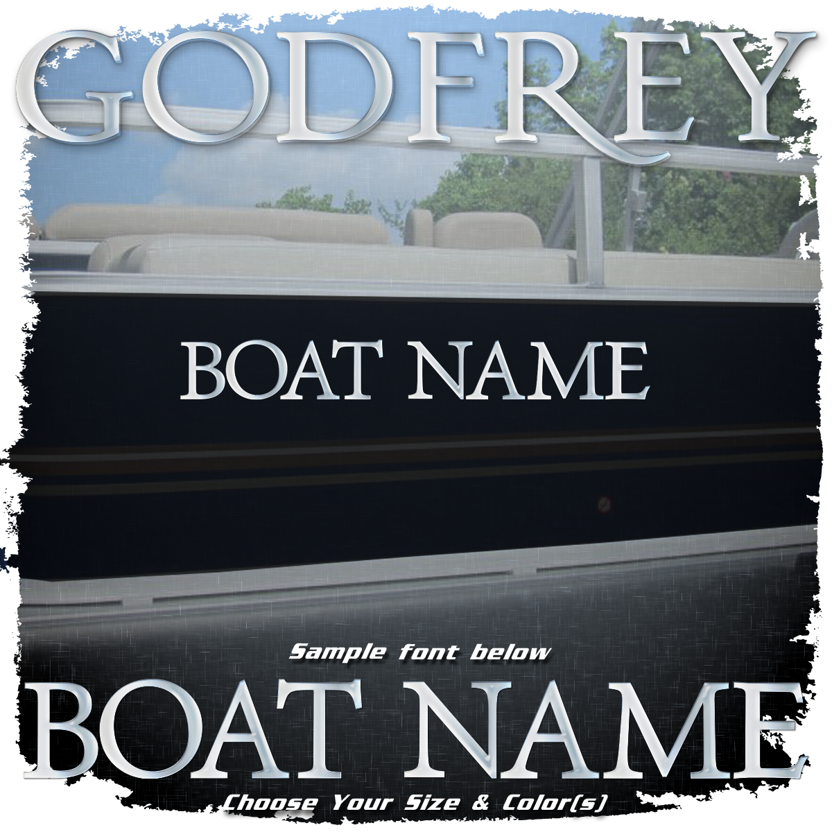 Domed Boat Name in the Godfrey Font, Choose Your Own Colors
