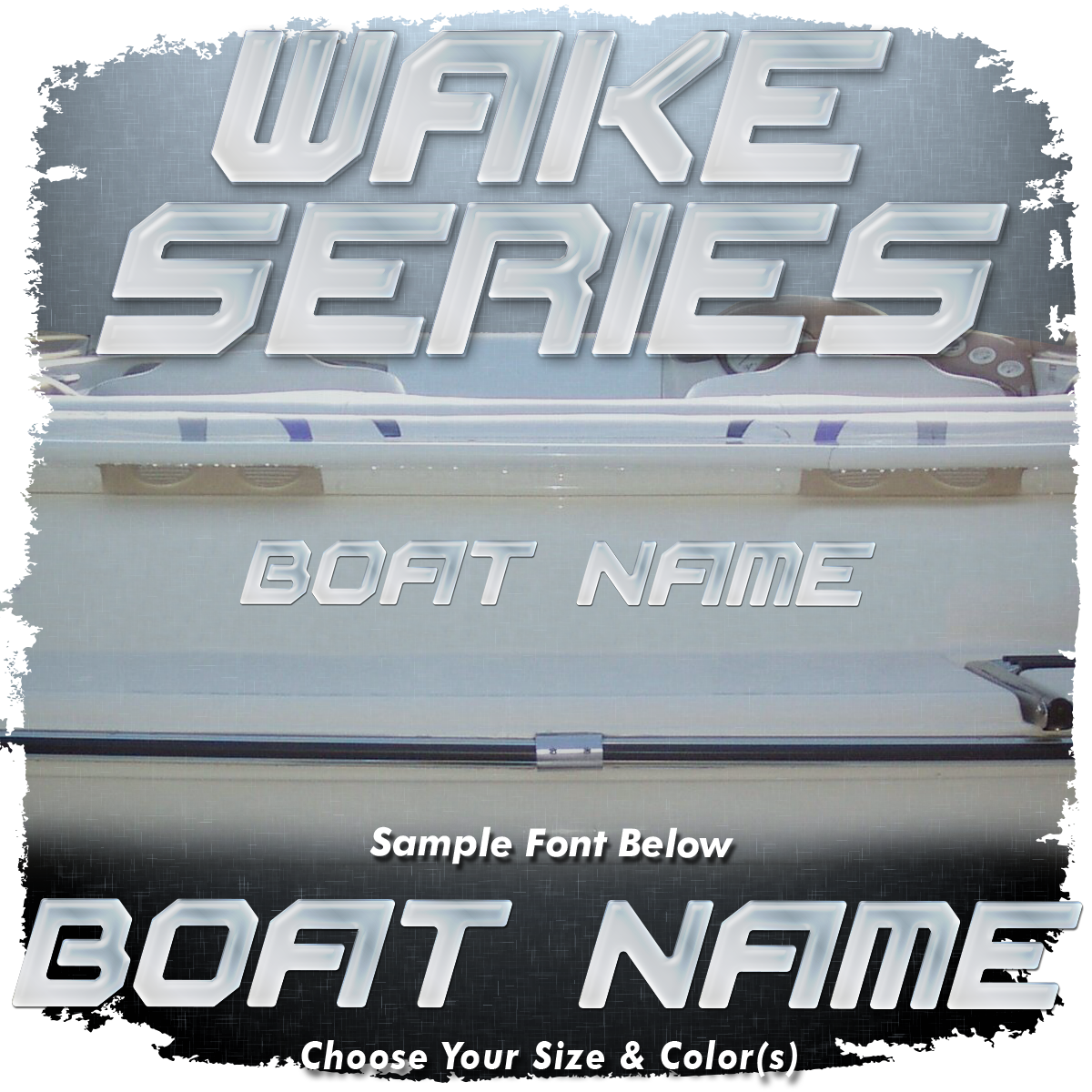 Domed Boat Name in the Yamaha Wake Series Font