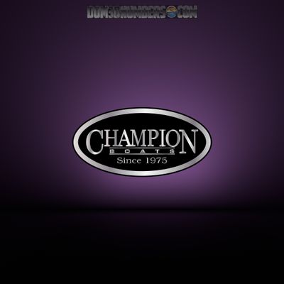 Domed Champion Boats Oval Decal - Black Version