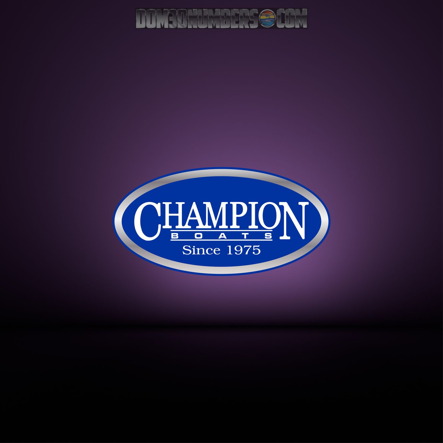 Domed Champion Boats Oval Decal - Royal Version