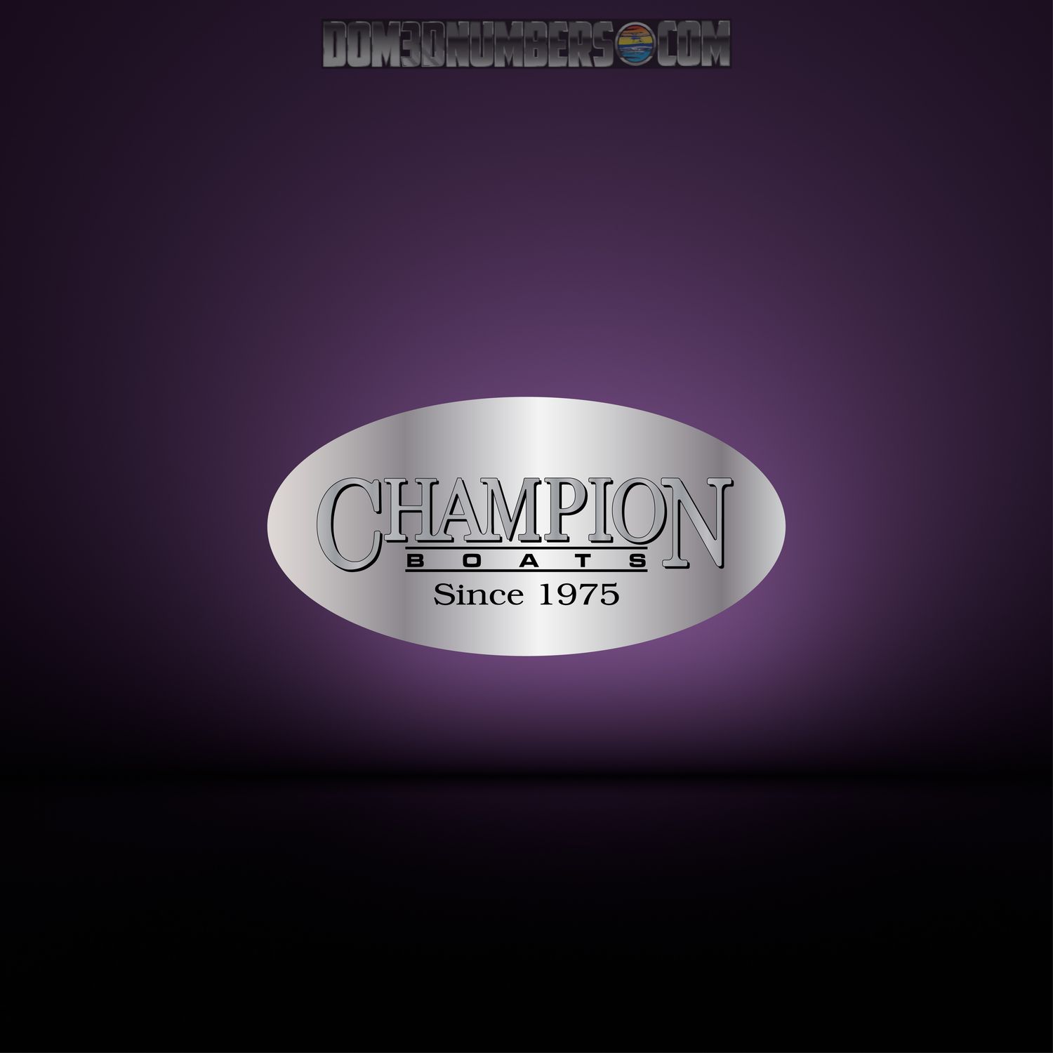 Domed Champion Boats Oval Decal - Chrome Version