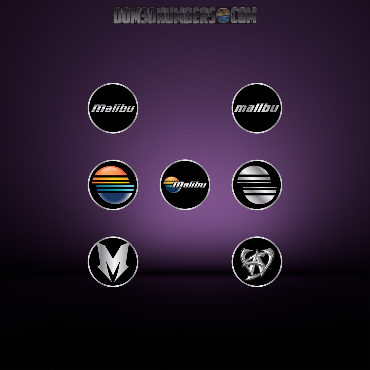Malibu Throttle Knob or Steering Wheel domed decal