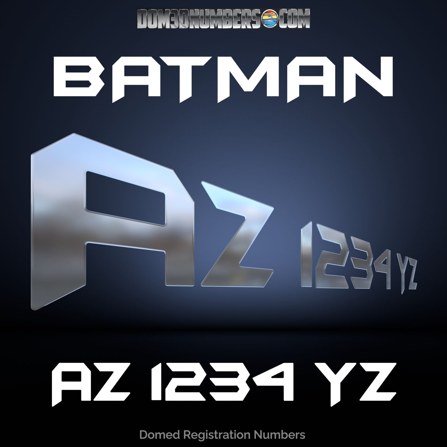 Domed Registration in the Batman font