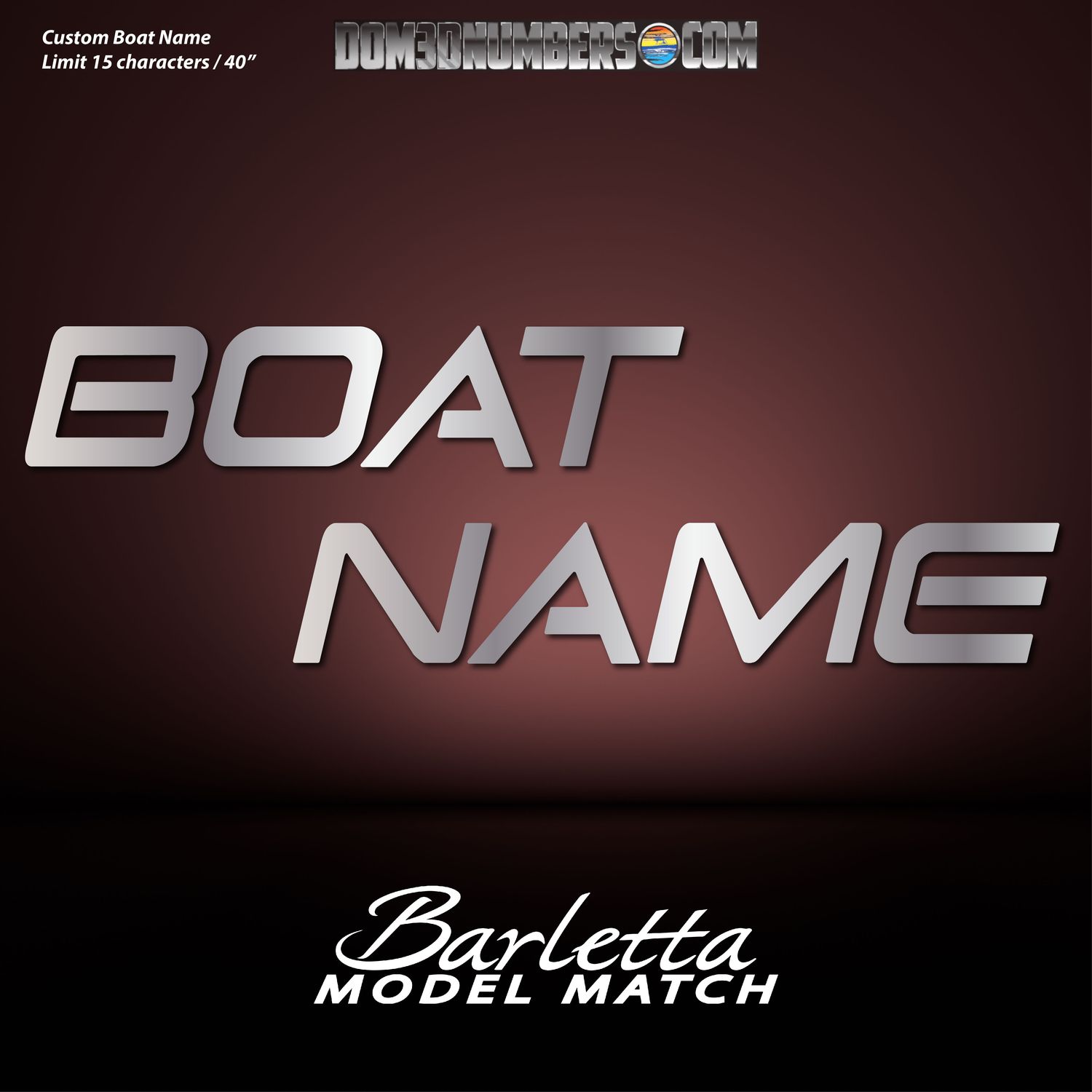 Domed Boat Name in the Barletta Model Font v2