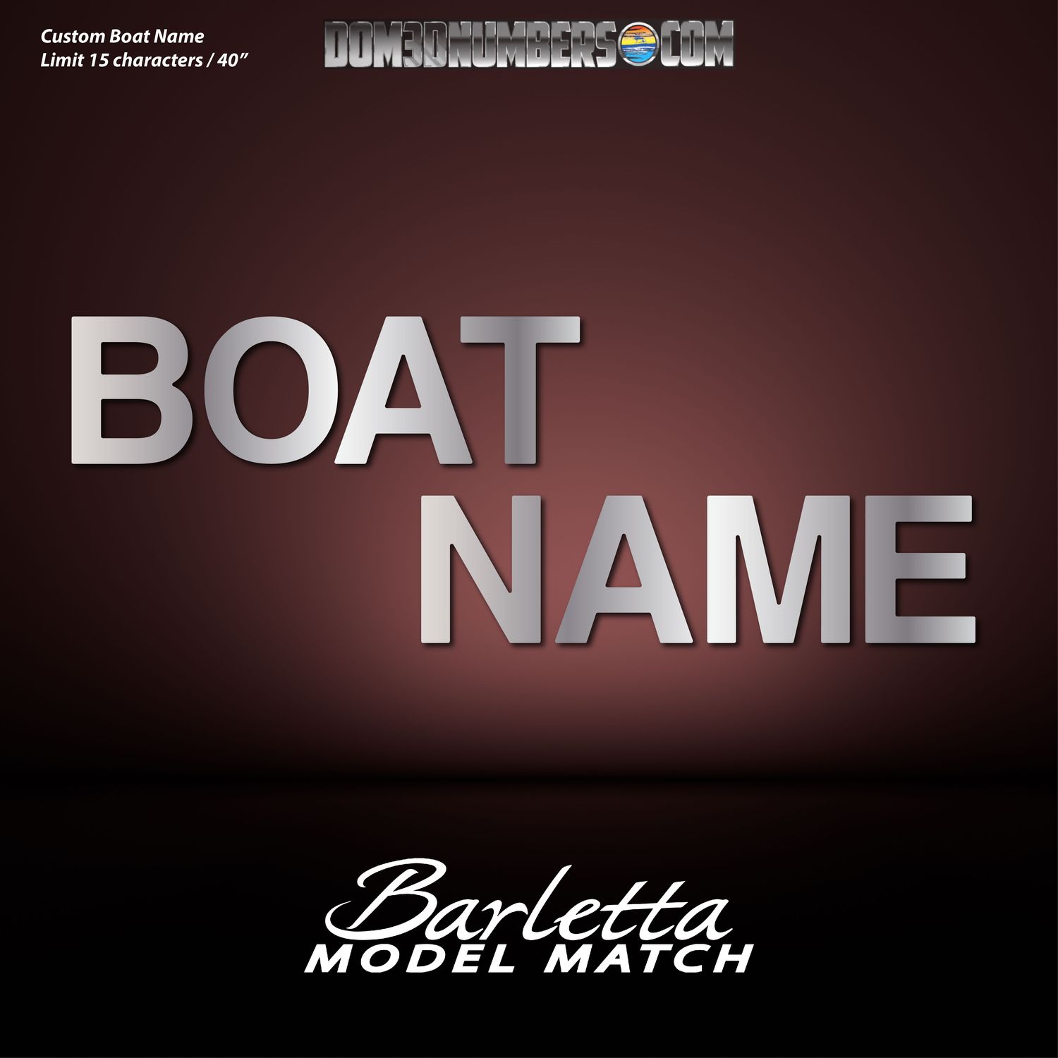 Domed Boat Name in the Barletta Model Font v1