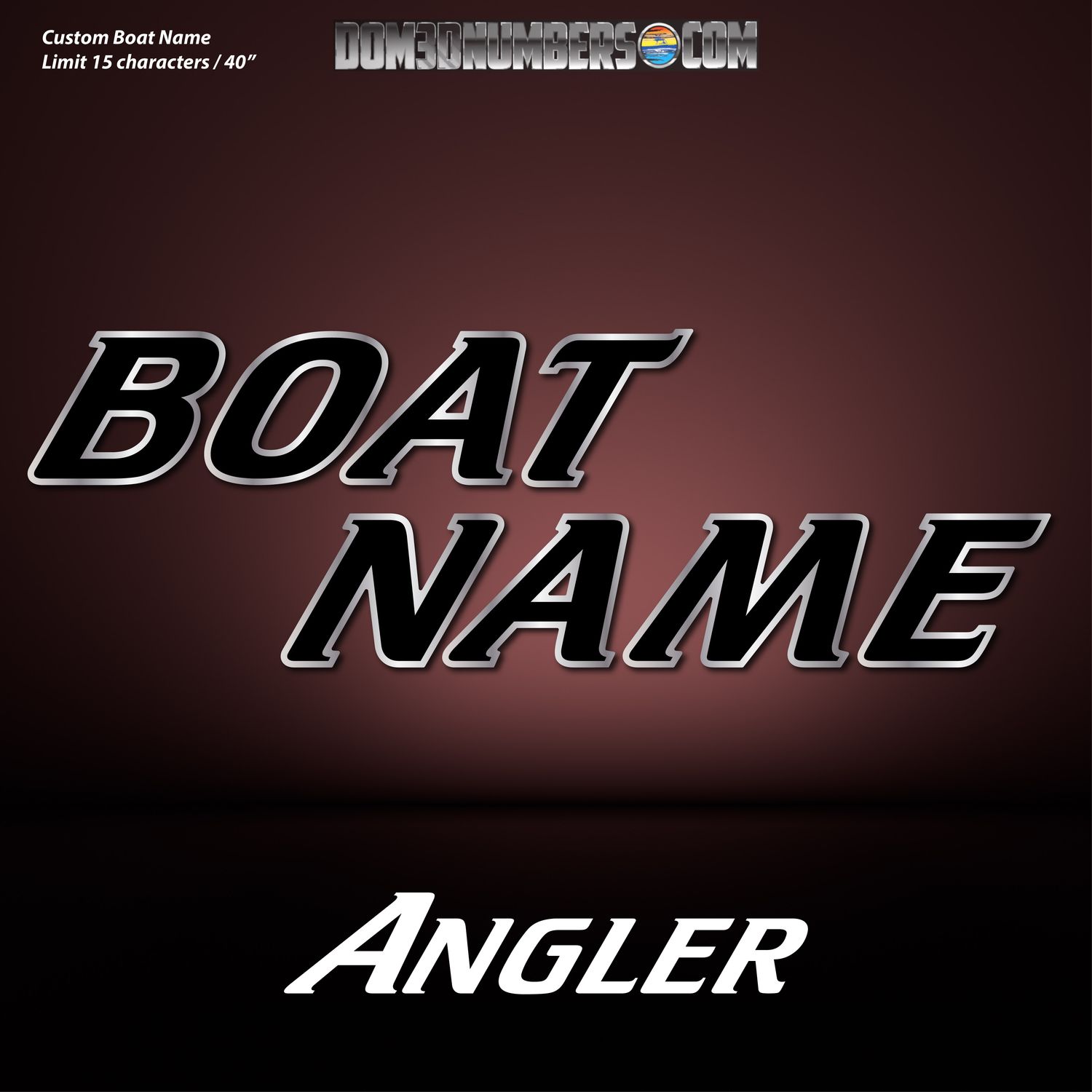 Domed Boat Name in the Angler Font