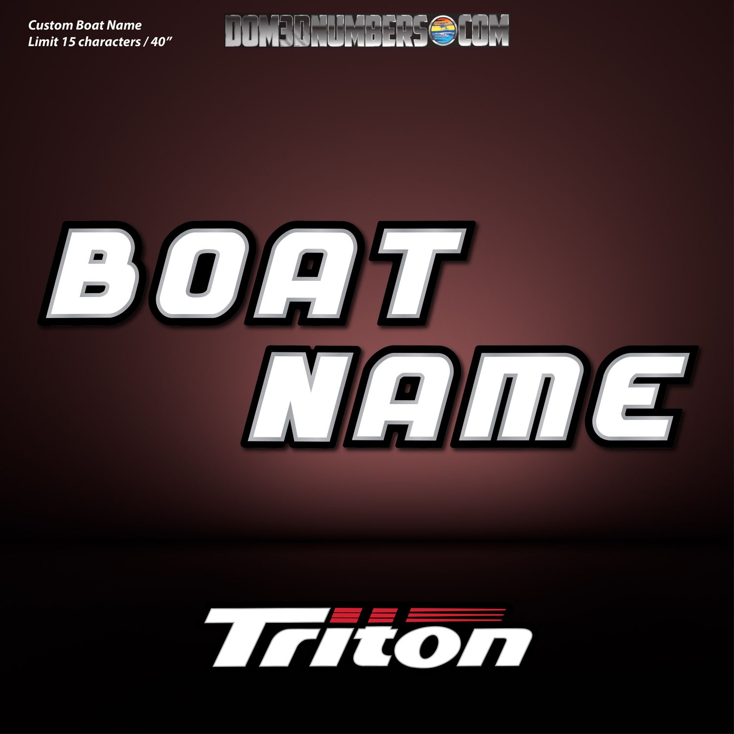 Domed Boat Name in the Triton Font