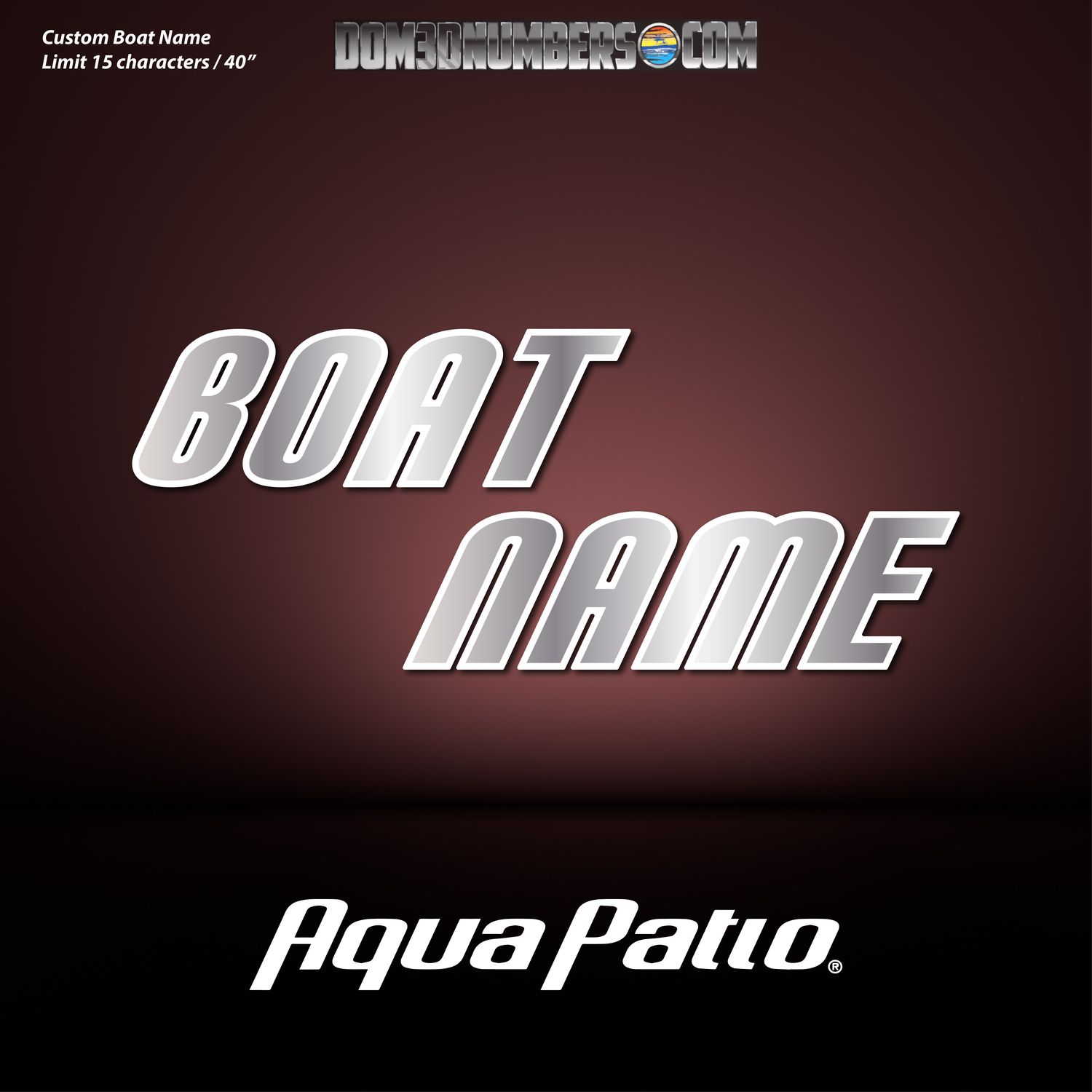 Domed Boat Name in the Aqua Patio Font