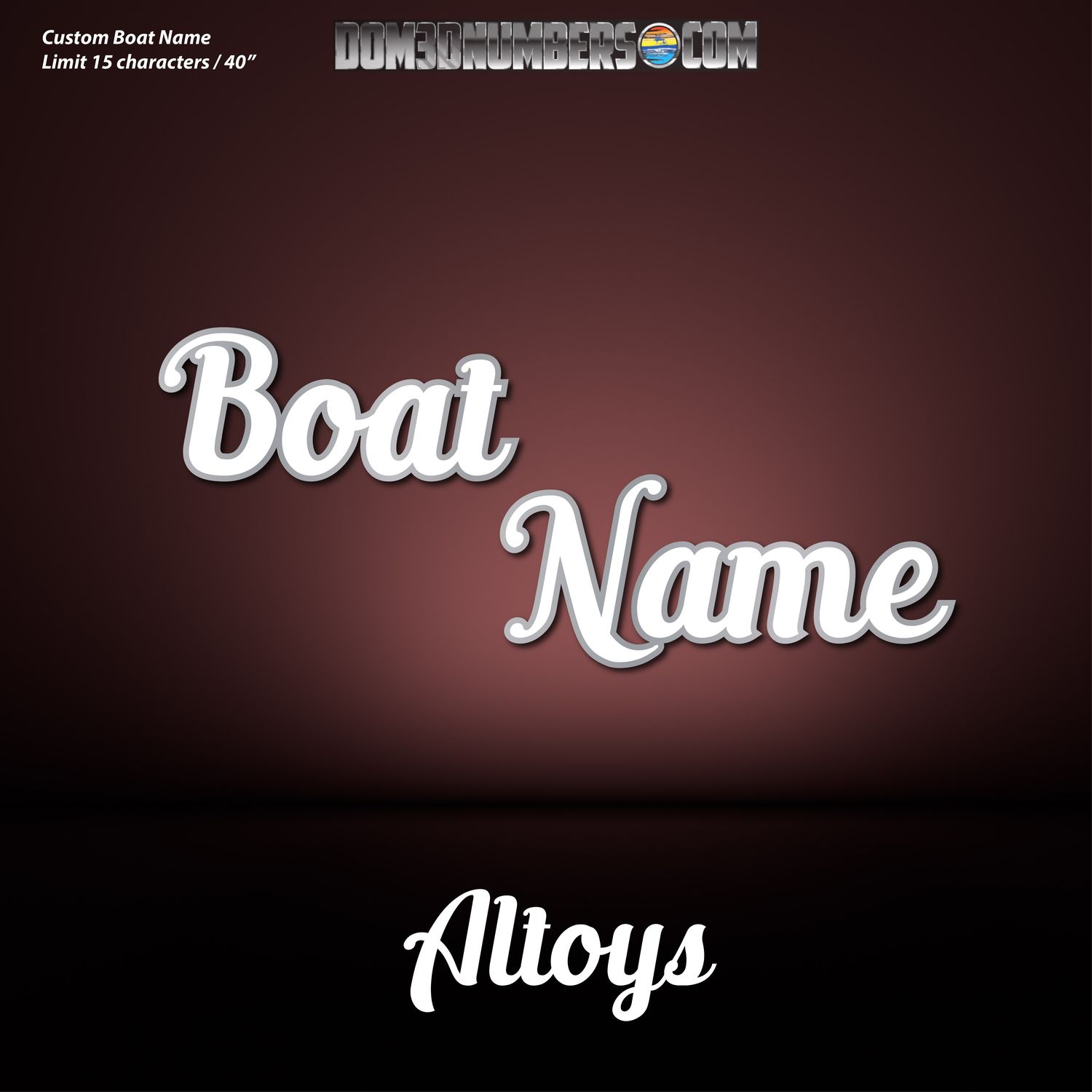 Domed Boat Name in the Altoys Font