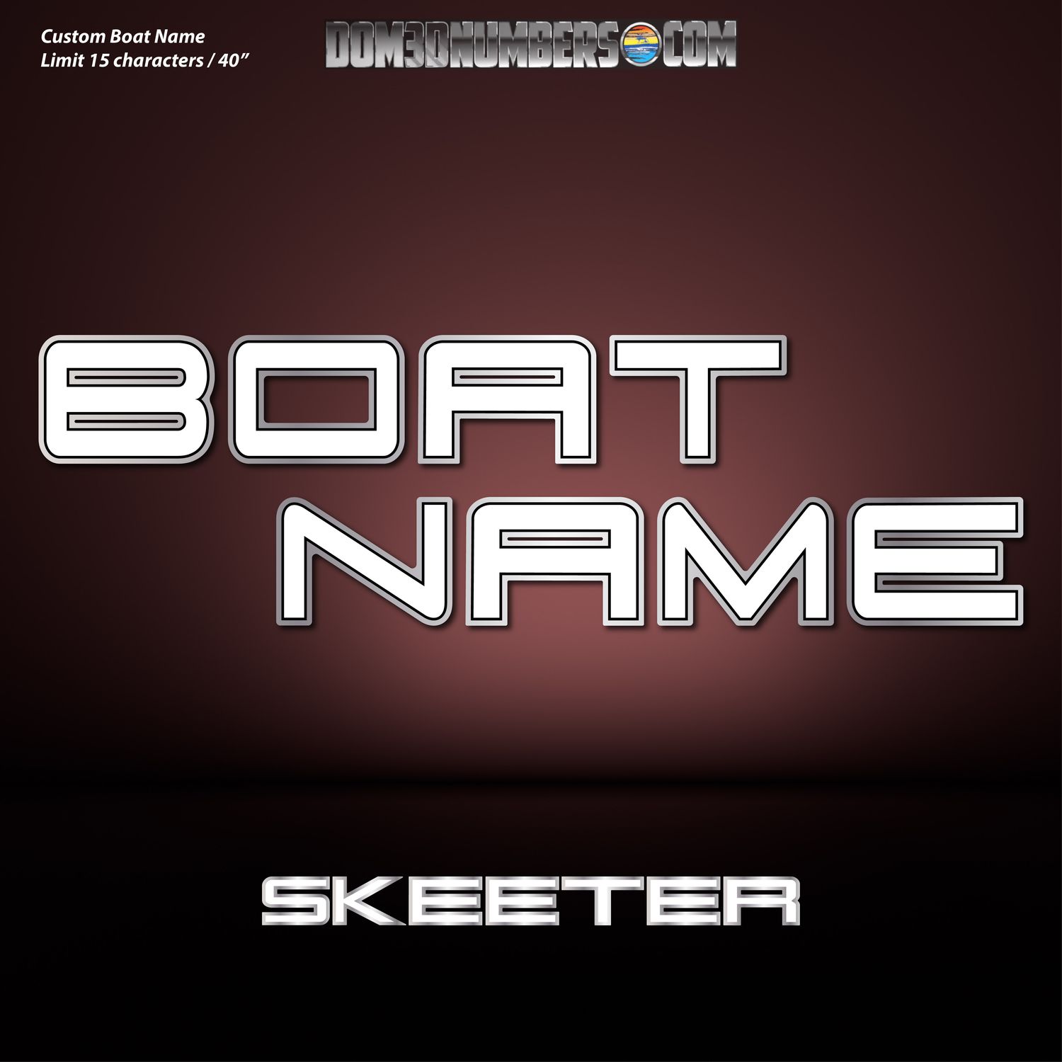 Domed Boat Name in the Skeeter Font Domed Boat Name in the Skeeter Font