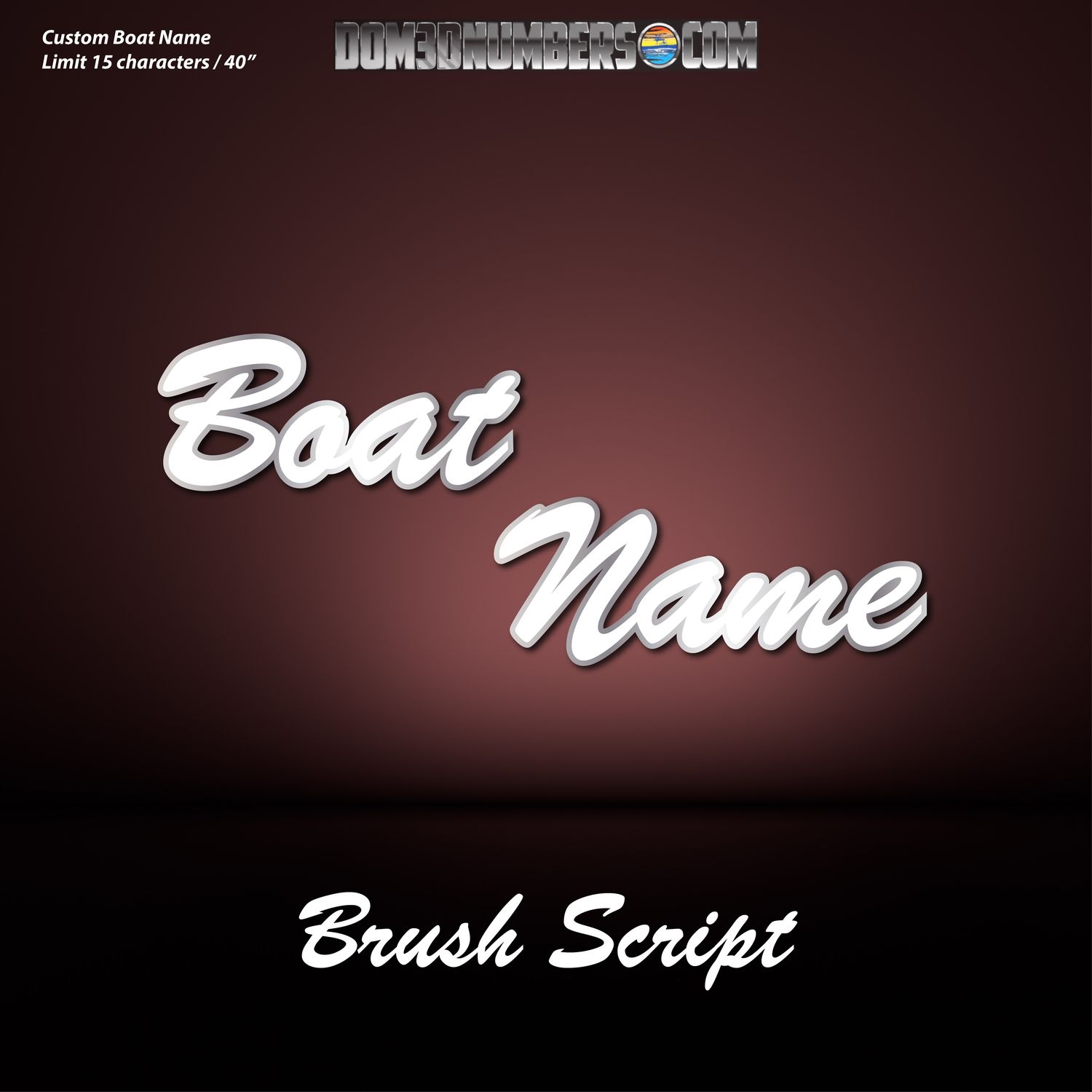 Domed Boat Name in the Brush Script Font
