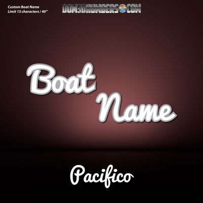 Domed Boat Name in the Pacifico Font