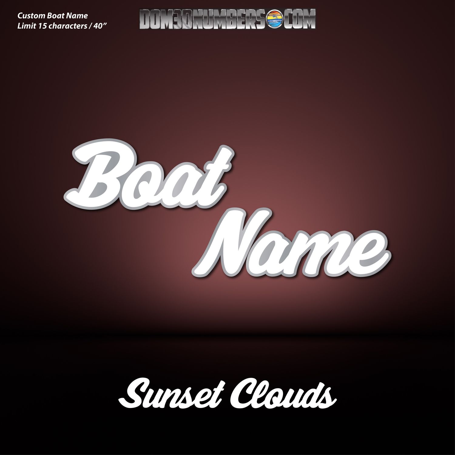 Domed Boat Name in the Sunset Clouds Font