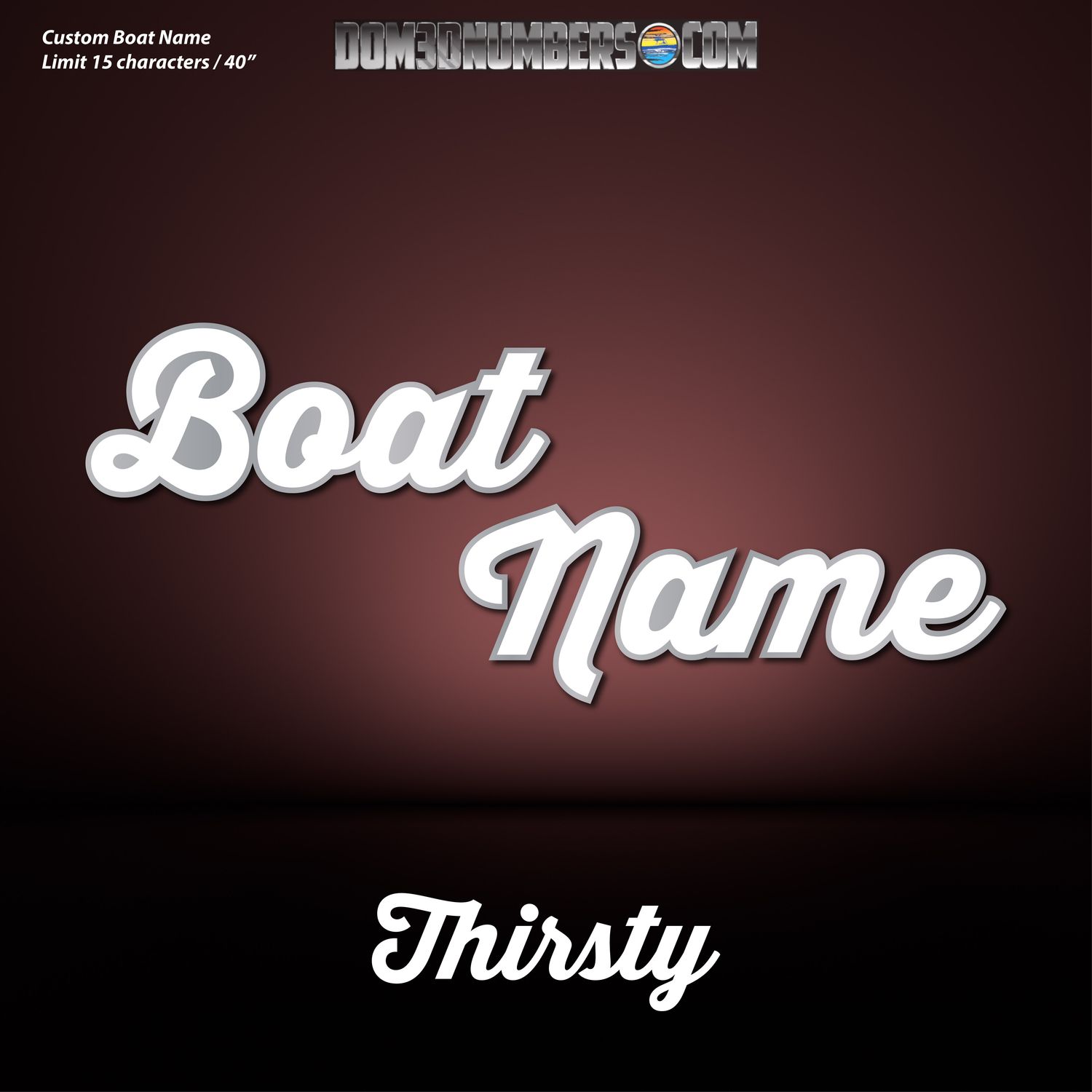 Domed Boat Name in the Thirsty Script Font