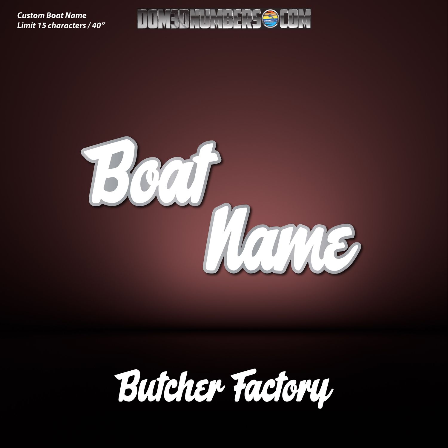 Domed Boat Name in the Butcher Factory Font