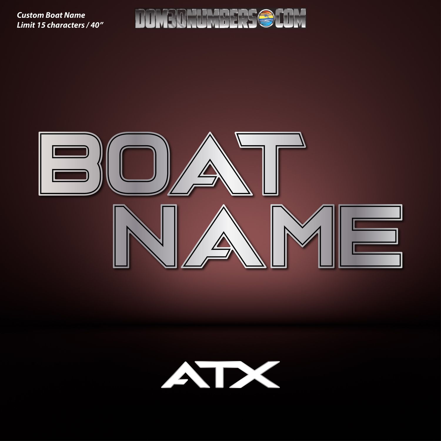 Domed Boat Name in the ATX Font