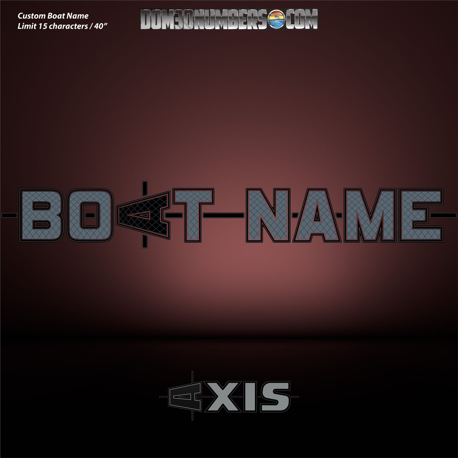 Domed Boat Name in the Axis font, 2020-24, Factory Matched to Axis Decal