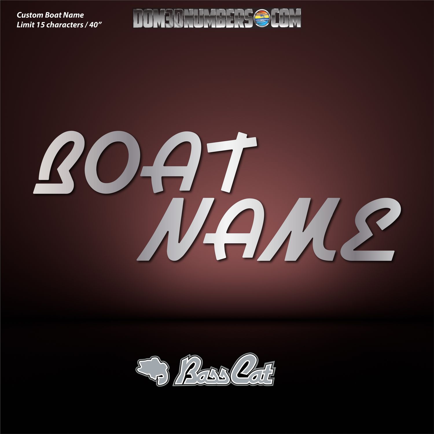 Domed Boat Name in the Bass Cat Font
