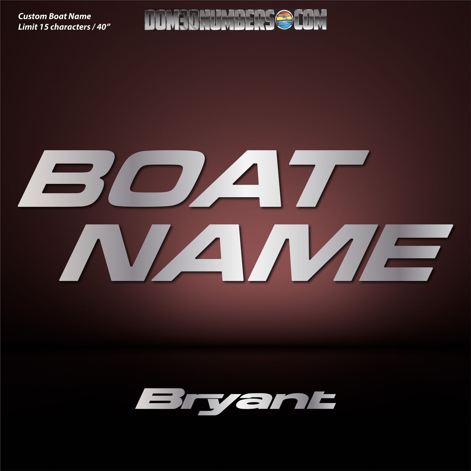 Domed Boat Name in the Bryant Font