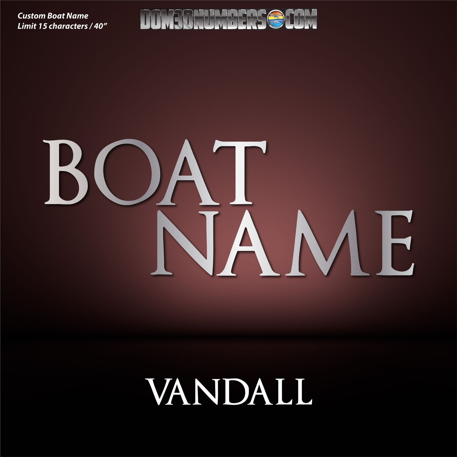 Domed Boat Name in the Axis Vandall Font