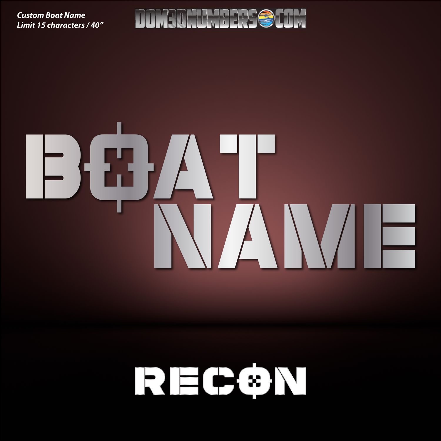 Domed Boat Name in the 2013 Axis Recon Font