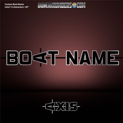 Domed Boat Name in the Axis Font, Choose Your Own Colors