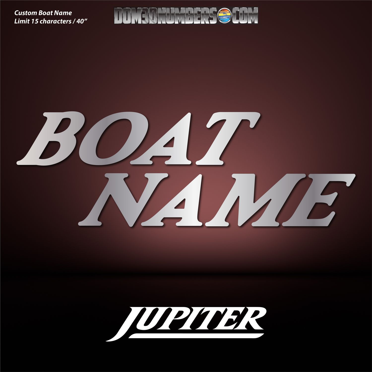 Domed Boat Name in the Jupiter Font