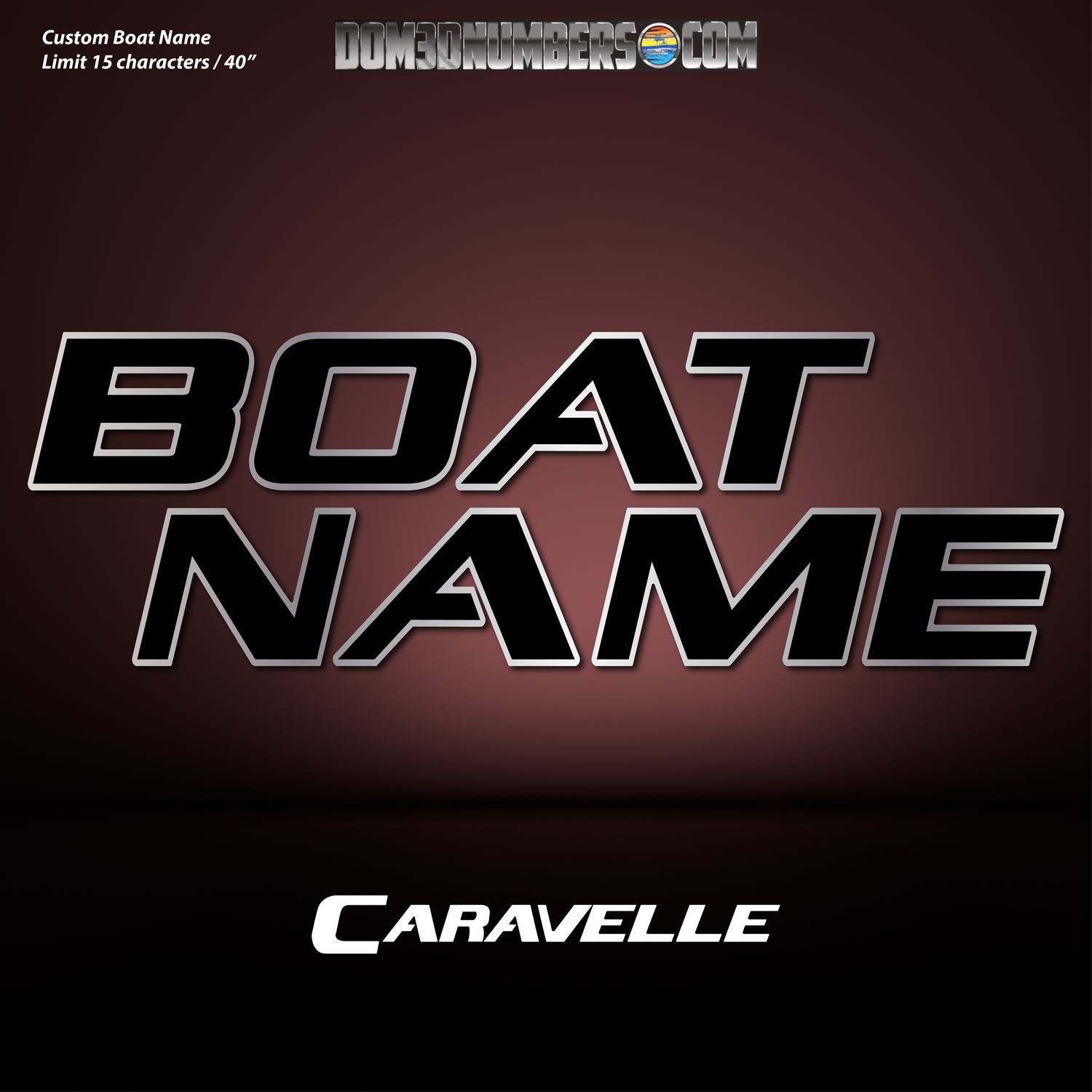 Domed Boat Name in the Caravelle Font