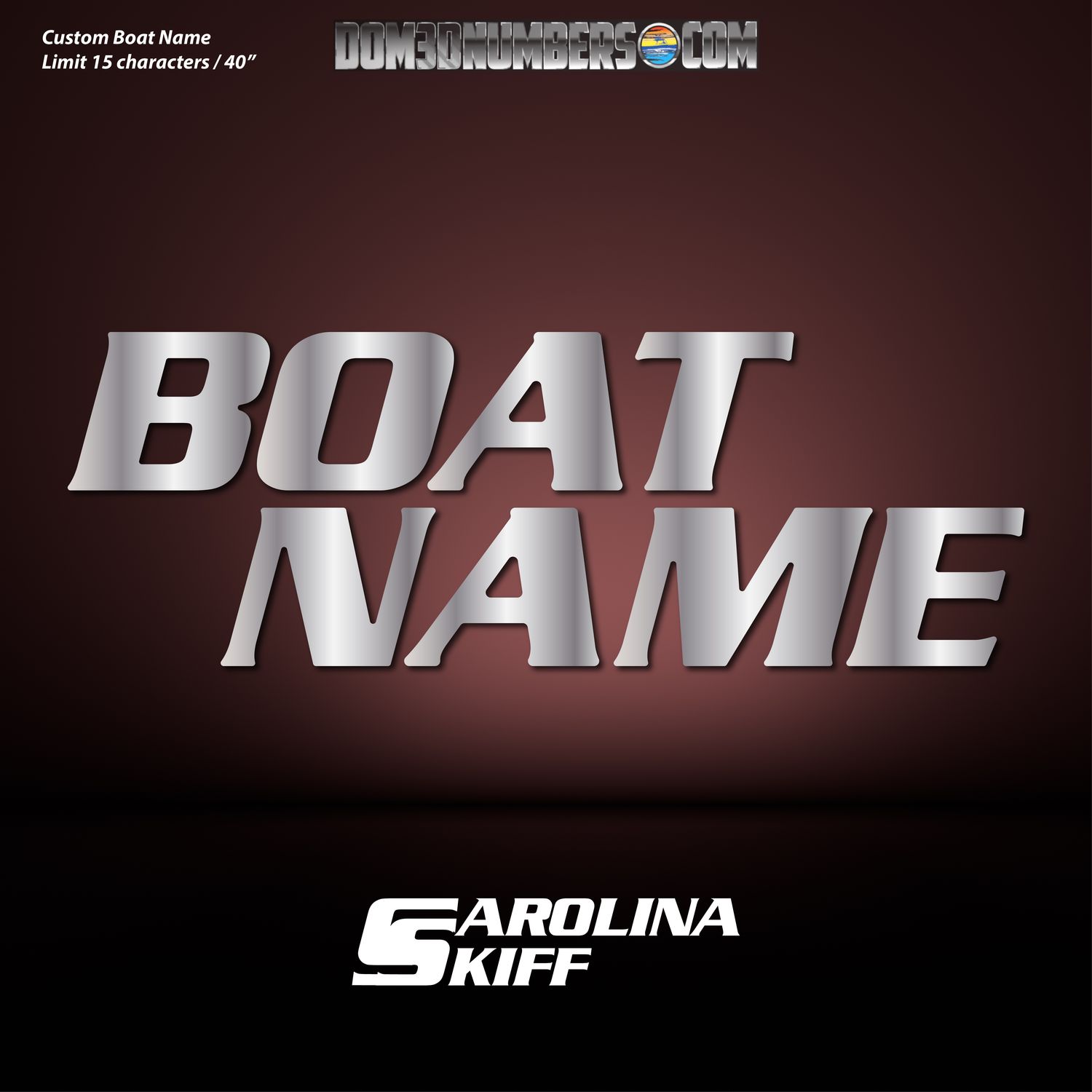 Domed Boat Name in the Carolina Skiff Font